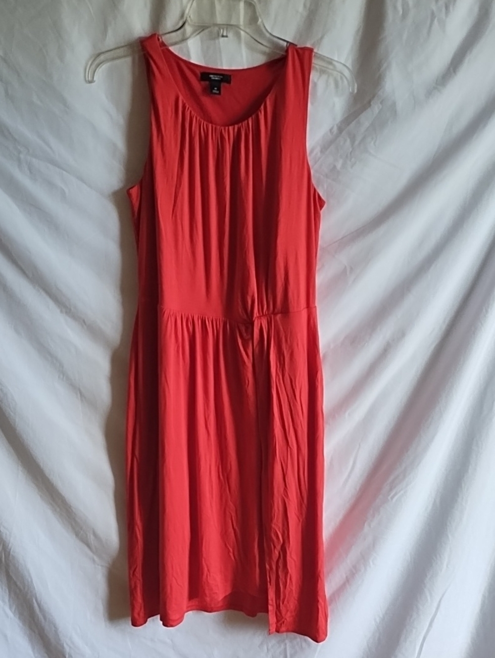 Simply Vera Vera Wang Coral-Red Sleeveless Gathered-Neck Midi Dress
